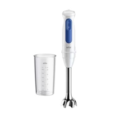 Braun MultiQuick 3 MQ30.001M Minipimer, Frullatore ad Immersione con Asta in Acciaio, 2 Velocità, Dotato di Bicchiere graduato 600ml, 2 Velocità, Tecnologia Splash Control, Tecnologia Tedesca, 900w