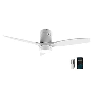 Cecotec Ventilatore da soffitto con luce e Wifi EnergySilence Aero 5600 White Aqua Connected. 40 W, 52" con 3 pale, telecomando, Adatto per uso esterno, modalità winter-summer, timer
