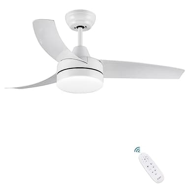 CJOY Ventilatore da Soffitto con Luce e Telecomando, 107cm Lampadario Ventilatore da Soffitto Bianco, 42" 3 Pale Ventilatore con Plafoniera 3 Temperature di Colore Dimmerabili