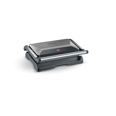 Severin Bistecchiera elettrica compatta, innovativo sistema di distribuzione omogenea del calore, risparmio energetico, design salvaspazio, piastre antiaderenti, coperchio basculante, KG 2394