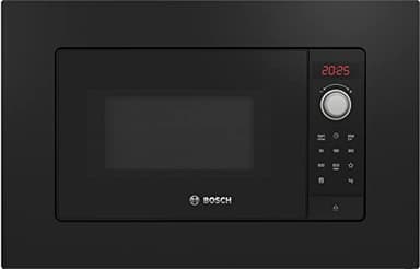 Bosch BFL623MB3, Microonde da incasso, Programmi automatici di cottura, Display LED rosso, Apertura laterale a sinistra, Illuminazione LED, Nero