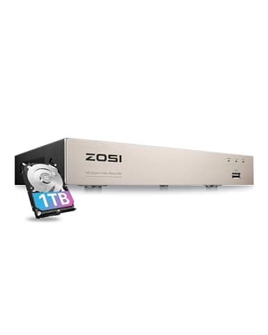ZOSI 1080P 8CH Videoregistratore Digitale con 1TB Hard Disk, H.265+ DVR a 8 Canali, Rilevamento di Movimento, Registrazione 24/7, Supporta AHD/CVBS/CVI/TVI, Controllo Remoto