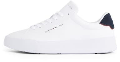 Tommy Hilfiger Uomo Sneakers Court Detail Essential in Pelle, Bianco (White/Desert Sky), 45