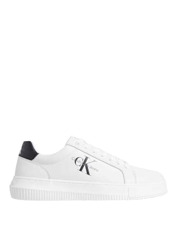 Calvin Klein Uomo Sneakers con Suola Preformata Chunky in Pelle, Bianco (Bright White/Black), 44