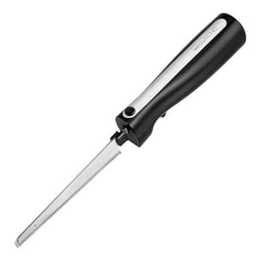 Clatronic Coltello elettrico EM 3702, coltello elettrico da cucina, ausiliario da cucina con motore da 120 W, incl. scatola di conservazione, acciaio inox/nero