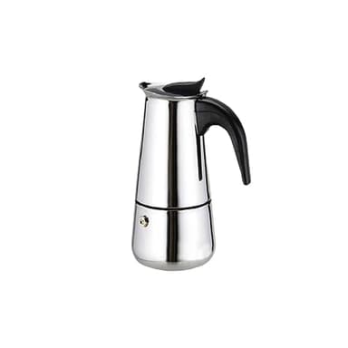A2ZWORLD Caffettiera in Acciaio Inox con Manico Anti-Scottatura, Compatibile con Fornelli Elettrici e a Gas, NON Adatta per Induzione, Disponibile in 4 Misure (4 Tazze)