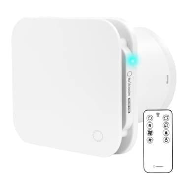 Turbionaire Trend Plus 100 WM, Aspiratore per Bagno, Cucina, Telecomando, Multifunzione, max. 5.7W, 7 Velocità + Boost, Motore DC Brushless,Valvola di Non Ritorno, Timer regolabile, Silenzioso, 100mm
