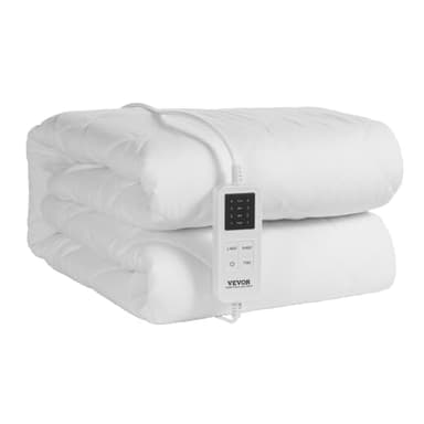 VEVOR Coprimaterasso Riscaldato, 150 x 160 cm, Scaldaletto Elettrico con Controllo 4 Impostazioni Calore, Timer 12 Ore, Spegnimento Automatico Dopo 8 Ore, Lenzuola per Materasso con Tasca Elastica
