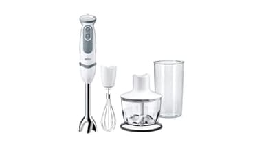 Braun MultiQuick5 Vario MQ5235WH, 5 ANNI DI ASSISTENZA, Minipimer Frullatore ad Immersione, 21 velocità, Dotato di tritatutto da 500ml, frusta a filo e Bicchiere da 600ml, Potenza 1000W, bianco/grigio