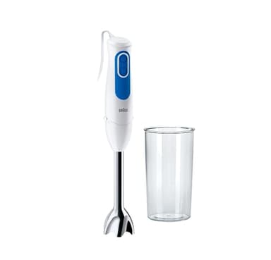 Braun Multiquick3 MQ3000 Smoothie Plus, 5 ANNI DI ASSISTENZA, Minipimer Frullatore ad Immersione con asta in acciaio, Dotato di Bicchiere graduato 600ml, 2 Velocità, Tecnologia Splash Control, 700W