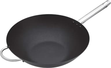 MasterClass Wok Carbon, antiaderente, acciaio al carbonio, padella Wok da 8 litri, 35,5 cm (14''), nero