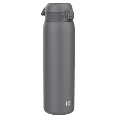 ION8 Borraccia Acciaio Inox 1 Litro, a Prova di Perdite, Facile da Aprire, Serratura Sicura, Lavabile in Lavastoviglie, Maniglia per il Trasporto, Durevole e Resistente ai Graffi, Grigio