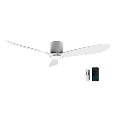 Cecotec Ventilatore da soffitto con telecomando e Wifi EnergySilence Aero 5400 Aqua Connected. 40 W, diametro 52" con 3 pale, Adatto per uso esterno, modalità winter-summer, timer, Senza luce