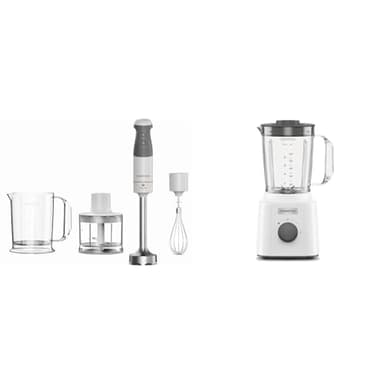 Kenwood Frullatore ad Immersione HBM40.302WH, Sistema TriBlade con 3 Lame, 1 Velocità+Turbo & BLP31.A0WH Frullatore, Caraffa da 1,6L, Lame in Acciaio, 2 Velocità e Pulse