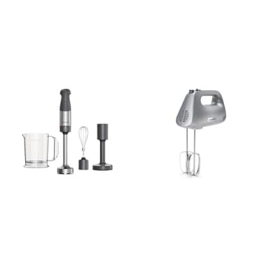 Kenwood Triblade XL HBM60.007GY Frullatore ad Immersione, Mixer, Asta in Acciaio Removibile & HMP30.A0SI Batteur a main 450W 5 vitesses + Turbo - fouet - pétrin - corps plastique silver