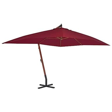 Tidyard Ombrellone,Parasole,a Sbalzo,Rosso,Palo,in Legno,300x400 cm,3x4 m,Ombrellone da Sole,Decentrato,Ombrellone da Giardino,Ombrellone da Esterno,Patio,Terrazzo,Piscina,Spiaggia,Mare