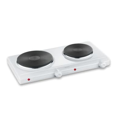 SEVERIN DK 1042 Fornello elettrico a due fuochi, Ø 18 cm x 1.500 W + Ø 15 cm x 1.000 W, Fondelli in ghisa indeformabili, Controllo in continuo della temp. con 2 termostati