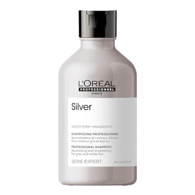 L'Oréal Professionnel Paris Shampoo professionale per capelli grigi e bianchi Silver Serie Expert, Formula neutralizzante anti-giallo, 300 ml