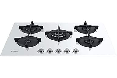 INDESIT ING 72T/WH PIANO COTTURA 5 FUOCHI A GAS DA 73 CM GRIGLIE GHISA VETRO BIANCO ING72T/WH