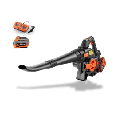 FUXTEC Soffiatore/Aspirafoglie a Batteria 40V 2-in-1 FX-E2LBSSET, Set Completo con 2 Batterie 2Ah e Doppio Caricatore, Potenza 685 m³/h, Impugnatura Ergonomica, Regolatore di Velocità