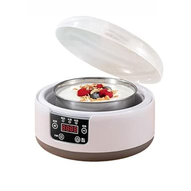 Probiotico Yogurtiera Macchina, 1.2L Yogurtiera Automatica con Controllo della Temperatura, 5 Vasetti in Vetro & Rivestimento in Acciaio Inox per Yogurt, Formaggio, Natto