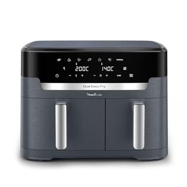 Moulinex XXL Dual Easy Fry, Friggitrice ad Aria 11 Litri, Doppio Cestello Antiaderente Lavabile in Lavastoviglie, Doppia Resistenza Superiore, Basso Consumo Energetico, 7 Modalità, App Ricette, EZ942B