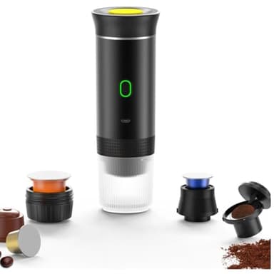Genérico Macchina da caffè portatile espresso 3 in 1, capsule piccole e grandi, caffè macinato, 0.6 centiliters, Nero, Portatile, Moderno, Ideale per viaggi, ufficio e campeggio