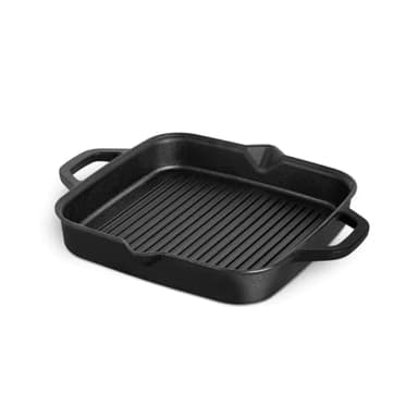 BURNHARD Padella Grill in Ghisa 30 cm - Bistecchiera Versatile - Piastra Ghisa Barbecue