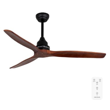 Cecotec Ventilatore da Soffitto EnergySilence Aero 590. 70 W, diametro da 52", telecomando a distanza, programmabile, 3 velocità. (Nero/Noce)
