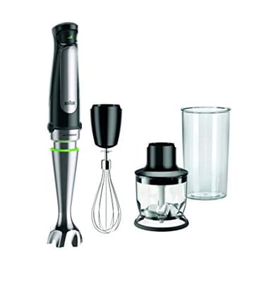 Braun MultiQuick7 MQ7025X, 5 ANNI DI ASSISTENZA, Minipimer Frullatore ad Immersione, Dotazione frusta a filo in acciaio, Minitritatutto da 350ml, bicchiere graduato da 600ml, 1000W, Tecnologia Tedesca