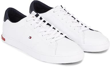 Tommy Hilfiger Sneakers Vulcanizzate Uomo Essential Leather Detail Vulc Scarpe, Bianco (White), 43 EU