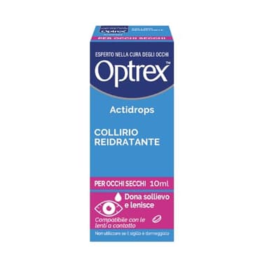 Optrex ActiDrops 2in1, Collirio Reidratante e Lubrificante per Occhi Secchi, Stanchi e Irritati, 10 ml