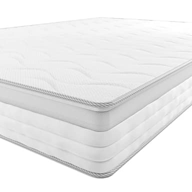 Amazon Basics Materasso Matrimoniale a molle insacchettate a 7 zone, Medio-rigido (H3), 160 x 190 x 21.5 cm, Bianco