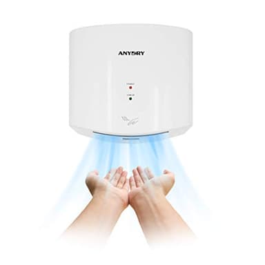 anydry 2630S Asciugamani Elettrico con fotocellula, Compatto Asciugamani ad Aria, Asciuga Mani Automatico Professionale a Parete, Guscio in plastica ABS, 1400-1650W.(Bianco)