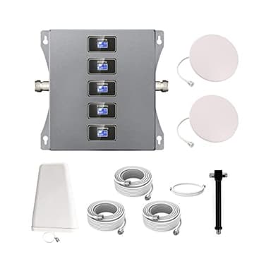 KKBSTR Amplificatore Segnale Cellulare 5 bande 800/900/1800/2100/2600MHz, Ripetitore Segnale Cellulare 2G 3G 4G, Due Antenne Interne