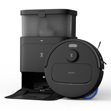 ECOVACS DEEBOT N30 PRO OMNI Robot Aspirapolvere Lavapavimenti, 10000Pa, Mopping Adattivo dei Bordi, ZeroTangle, Lavapavimenti ad Acqua Calda, Asciugatura ad Aria Calda, 9mm Sollevamento Mop, Nero
