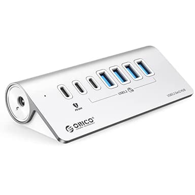 ORICO, USB Hub, USB C 3.2 Gen 2 Hub 7 porte 10 Gbps, Multi USB Adattatore con 4 USB C, 2 USB A, PD 60W, in alluminio con 0.5m cavo, per Macbook, Macbook Pro