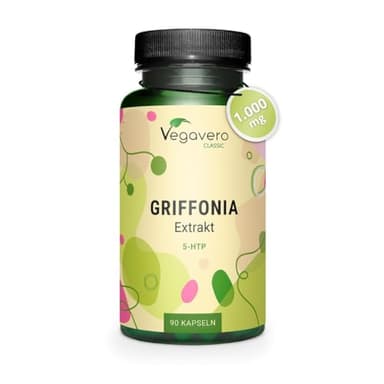 Griffonia 5-HTP Alto Dosaggio | 1.000 mg | Per Stress, Ansia, Umore e Sonno | Vegan | Senza Additivi | 90 Capsule | Vegavero®