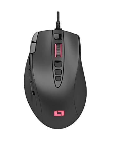 Lioncast LM15 Gaming Mouse con 13 pulsanti programmabili (illuminazione LED RGB, sensore ottico PAW3327, 6200 DPI) design ergonomico, palm grip con sistema di regolazione del peso per FPS, RTS e MOBA