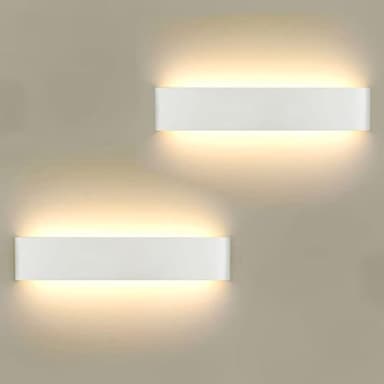 2 Pezzi LED Lampada da Parete 16W Bianco Caldo, Moderno Up Down Applique da Parete con 110V-260V, Interni Lampada a Muro per Bagno Lampada Soggiorno Camera da Letto Scale Corridoio Luce Notturna