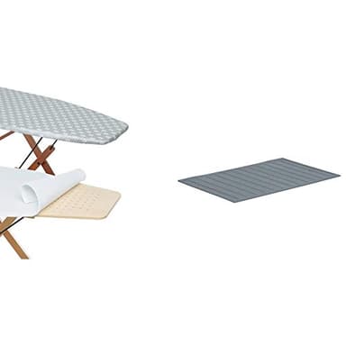 Foppapedretti Copertina con Mollettone Ricambio per ASSE da stito con Piano da 101 x 49 cm & Tappeto Porta Ferro Ricambio per Assai, Grigio