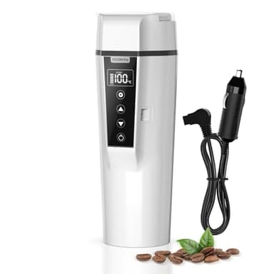 Nardea Bollitore da Viaggio per Auto 24/12v, Bollitore Elettrico Portatile Auto con Temperatura Regolabile, Caldaia ad acqua per Riscaldamento auto per Acqua Tè Caffè latte neonato, 450ml