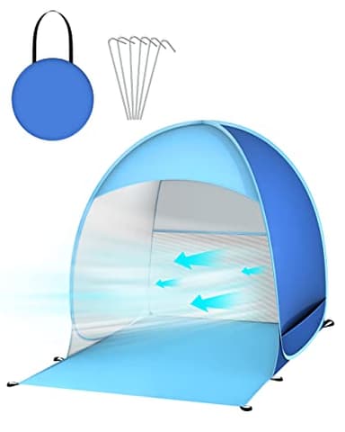 Tenda da spiaggia pop up per bambini, leggera, grande, tenda da spiaggia per 3-4 persone, impermeabile, tenda da spiaggia per bambini, adulti, cani, ripari da sole pieghevoli per giardino