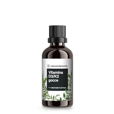 Vitamina D3 + K2 in gocce da 50 ml – Premium: minimo 99,7% all-trans (K2VITAL® di Kappa) + D3 ad alta biodisponibilità – natural elements – Integratore Vitamin D – alto dosaggio, liquida