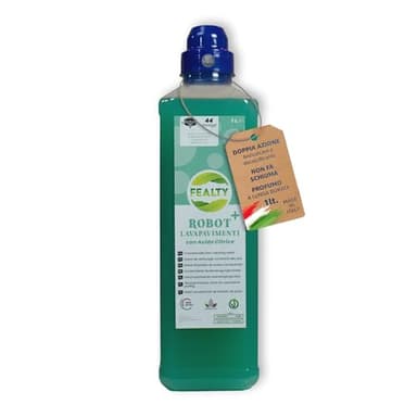 FEALTY - Detergente robot lavapavimenti non schiumogeno - Detersivo per robot lavapavimenti parquet - 1000 ml fino a 44 lavaggi - Formula concentrata con acido citrico ad effetto anticalcare
