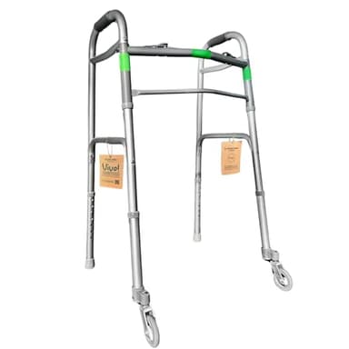 EkoHealthy® Deambulatore Vivo Sicuro Controllato In Toscana, Leggero E Resistente Fino A 130kg, Pieghevole, Regolabile In Altezza, 2 Ruote Piroettanti. Adatto A Disabili E Anziani. Grigio Scuro