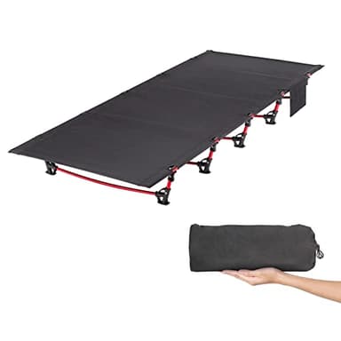 Leogreen Lettino da Campeggio Pieghevole, Ultraleggero Portatile, Brandina Pieghevole Campeggio, 192 x 70 x 17cm, Carico Massimo 150 kg, per Alpinismo Pesca Giardino Campeggio, Nero