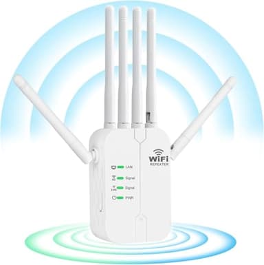 Ripetitore WiFi Extender,Amplificatore Segnale WiFi 6 Antenna,2 RJ45 LAN Porte,Ripetitore,Router e AP 3-in-1 Mode,Range Extender wifi di 300 m²,Compatibile con Modem Router,per Casa e Ufficio