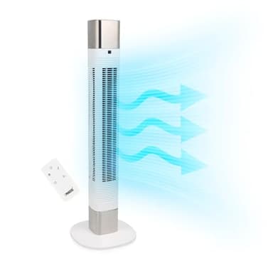 Princess Ventilatore a colonna silenziosa, altezza 103 cm, 3 modalità e 3 velocità, oscillazione, collegato, bianco