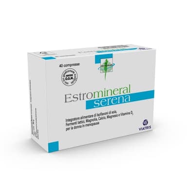 Estromineral Serena, 40 Compresse, Integratore Menopausa con Isoflavoni di Soia, Fermenti Lattici, Magnolia, Calcio, Magnesio e Vitamina D3, Senza Glutine e Senza Lattosio